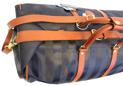 FENDI Black Stripes Boston Travel Bag