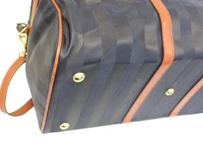 FENDI Black Stripes Boston Travel Bag