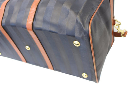 FENDI Black Stripes Boston Travel Bag