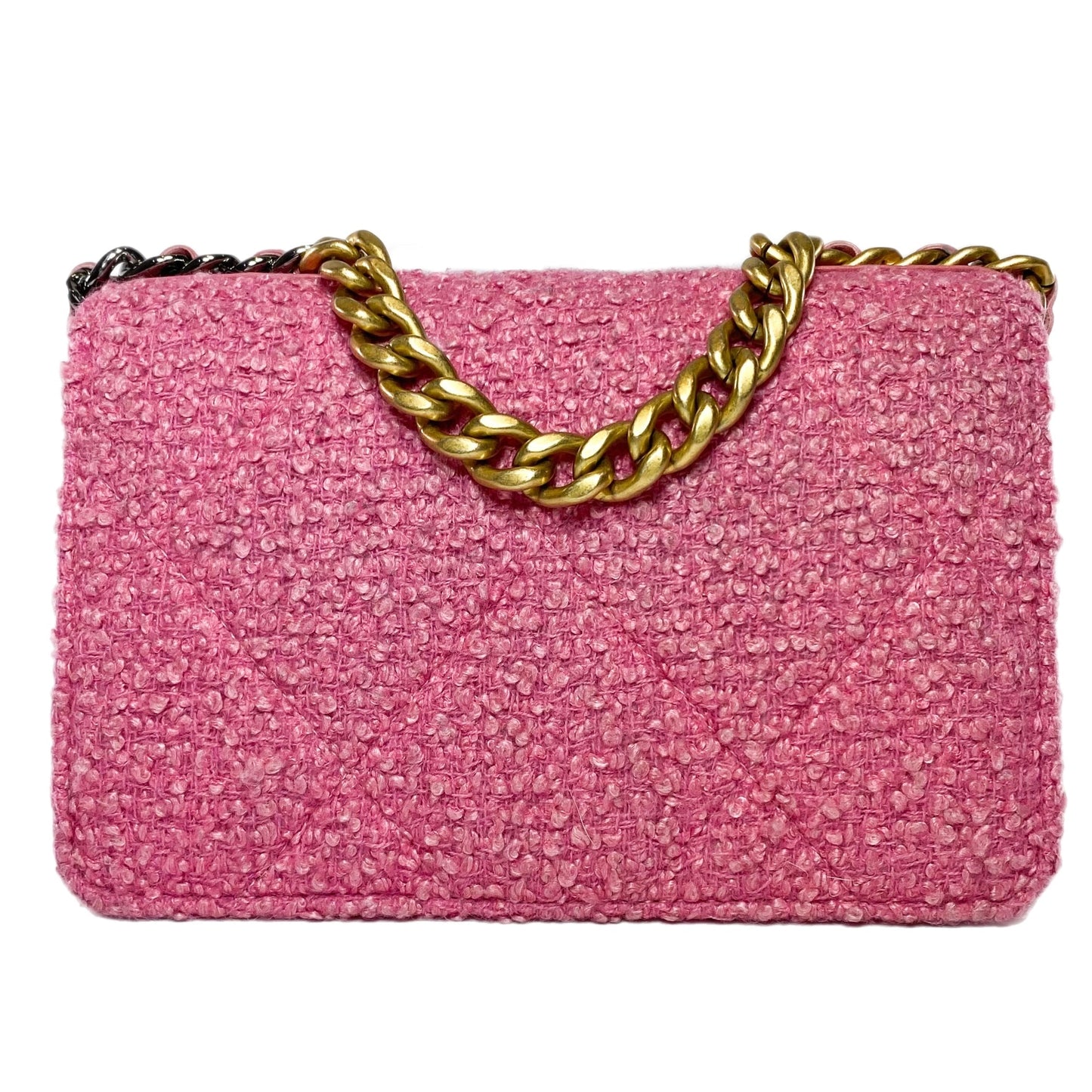 Chanel Pink Tweed Wallet On Chain 19