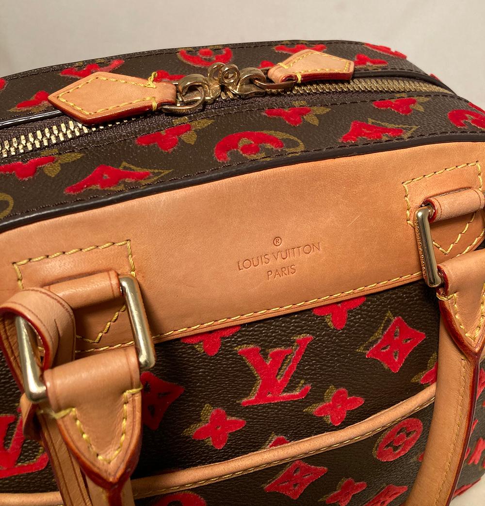 LOUIS VUITTON Limited Edition Rouge Monogram Tuffetage Deauville Cube Bag