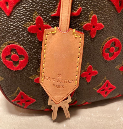 LOUIS VUITTON Limited Edition Rouge Monogram Tuffetage Deauville Cube Bag