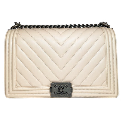 Chanel Flap Caviar Leather Beige Shoulder Bag