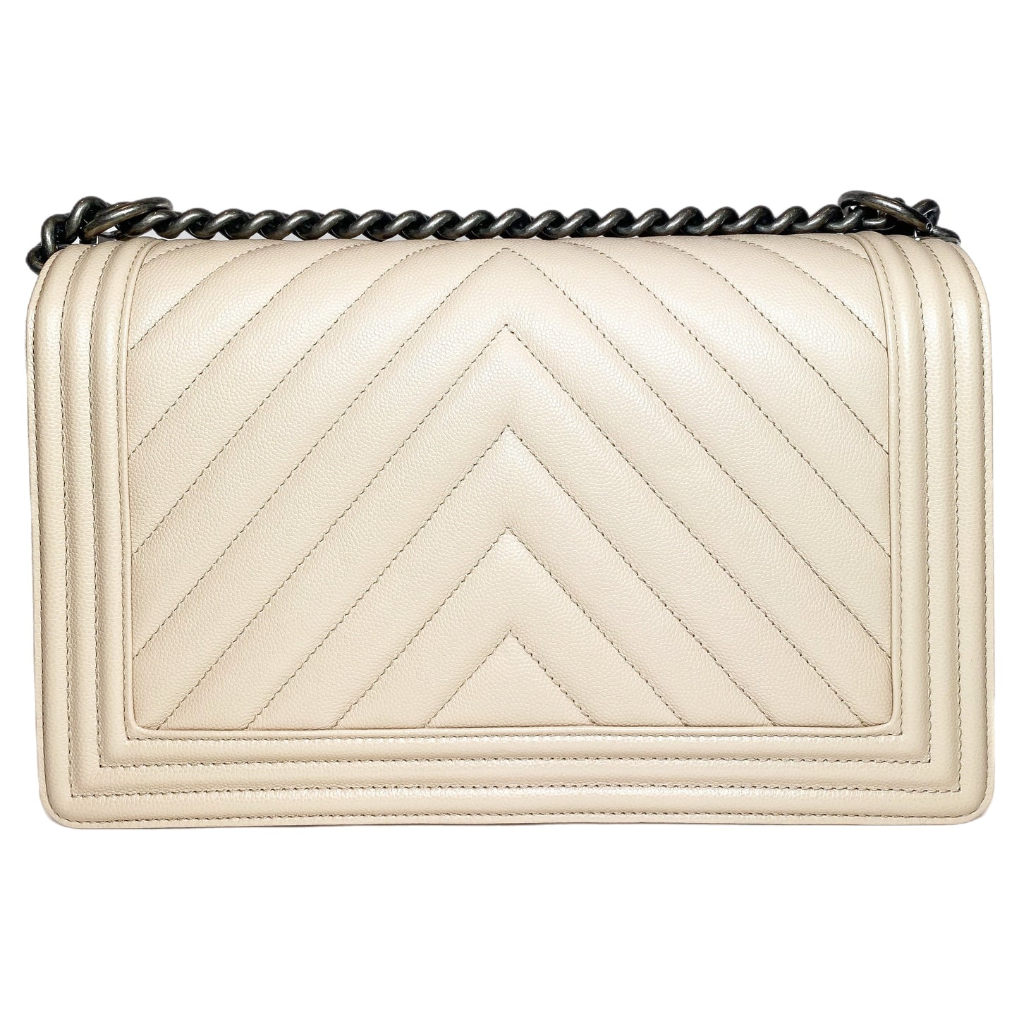 Chanel Flap Caviar Leather Beige Shoulder Bag