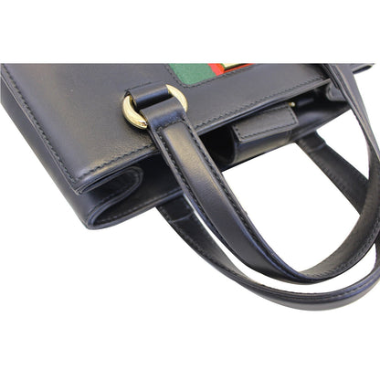 GUCCI Sylvie Small Leather Black Classic Top Handle Satchel Bag 460381