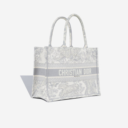 Christian Dior Small Book Tote - Grey Toile Du Jouy