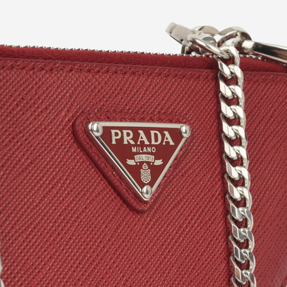 Prada Mini Triangle Pouch - Red