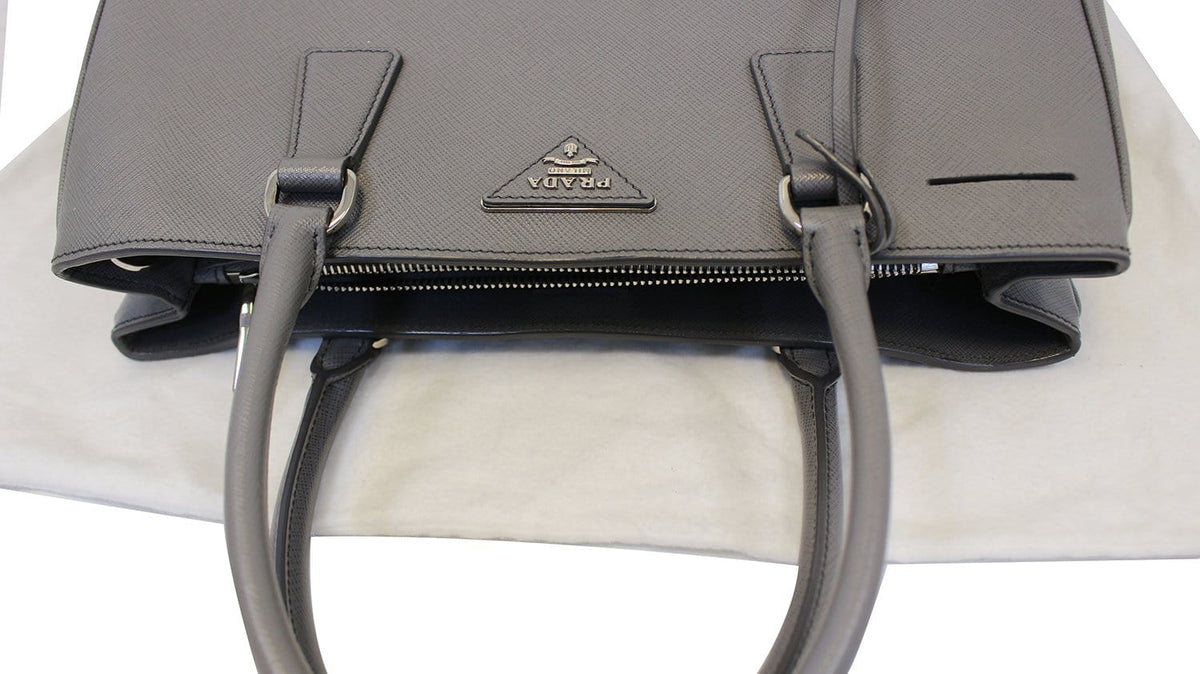 Prada Saffiano Executive Dark Grey Tote Shoulder Bag