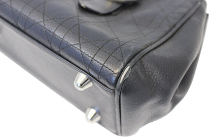 CHRISTIAN DIOR Black Leather Cannage Medium Tote Bag