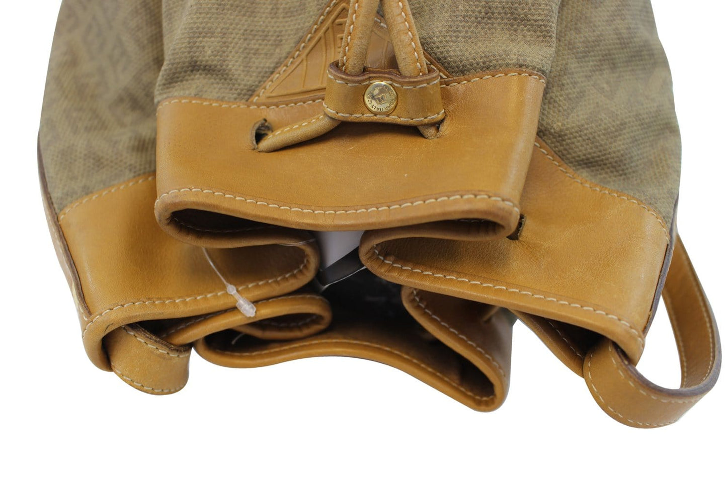 FENDI FF Leather Brown Bucket Shoulder Bag