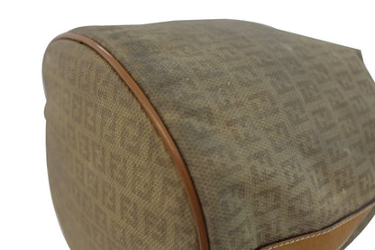 FENDI FF Leather Brown Bucket Shoulder Bag