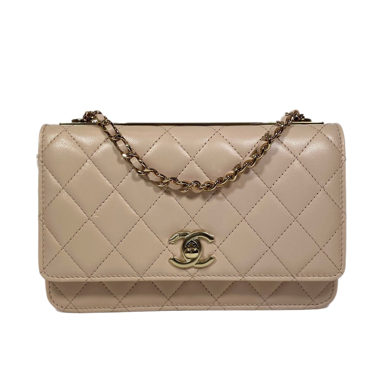 Chanel Wallet On Chain Lambskin Gold Crossbody Bag 2