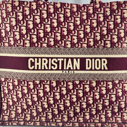 Dior Oblique Large Book Tote Burgundy