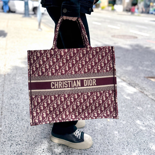 Dior Oblique Large Book Tote Burgundy