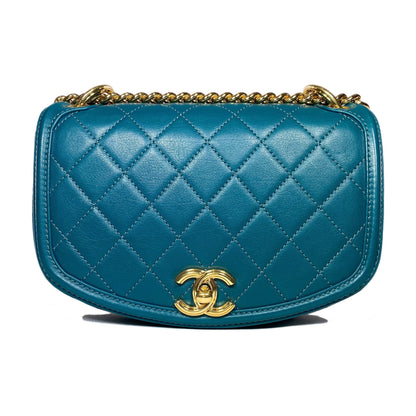 Chanel Teal Curved Shoulder Bag