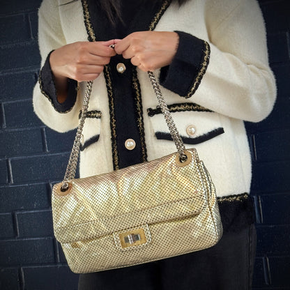 Chanel 2.55 Metallic Leather Drill Flap Bag TWS