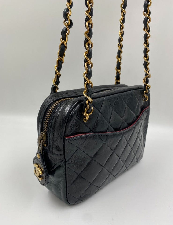 Chanel Camera Bag Lambskin Black Crossbody Bag 2