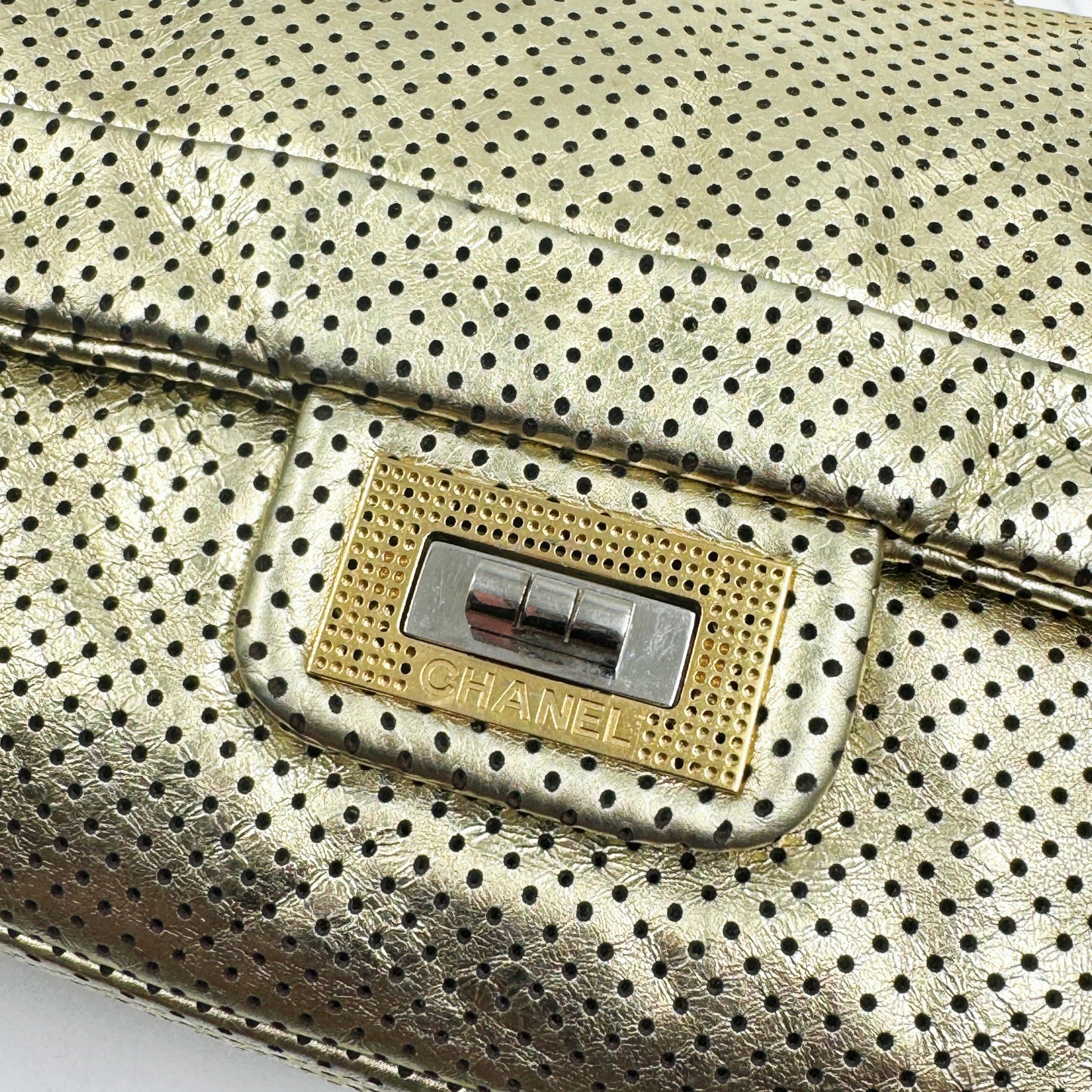 Chanel 2.55 Metallic Leather Drill Flap Bag TWS