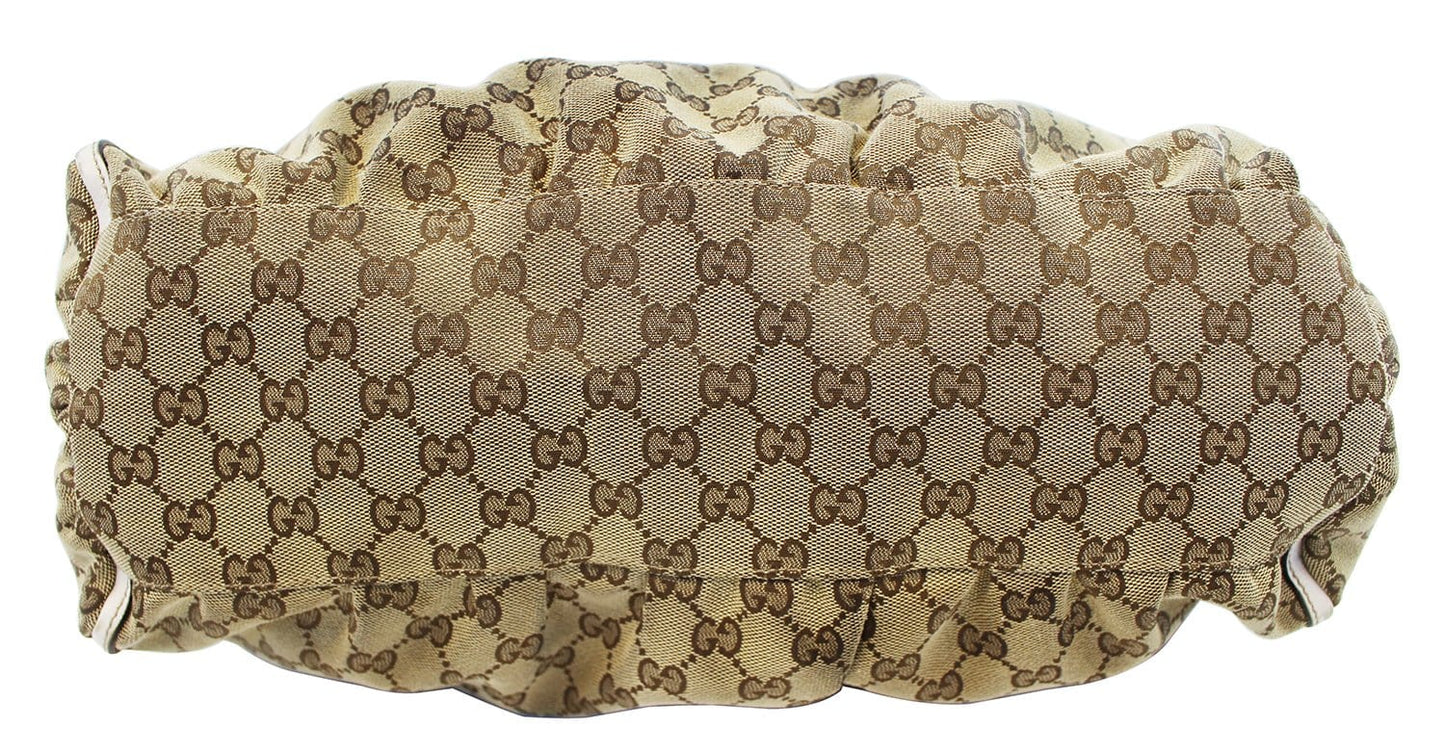 GUCCI Beige/White GG Canvas D Ring Hobo Bag - Sale