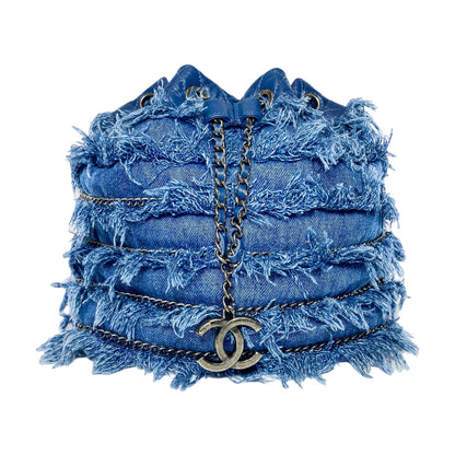 Chanel Bucket Leather Blue Handbag
