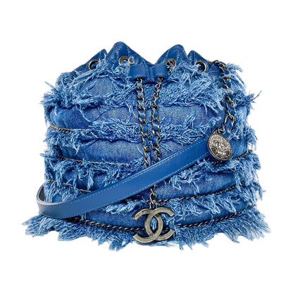 Chanel Bucket Leather Blue Handbag