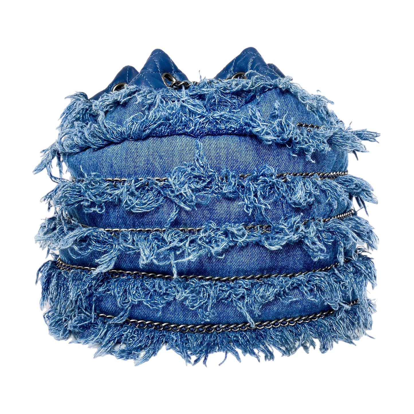 Chanel Bucket Leather Blue Handbag