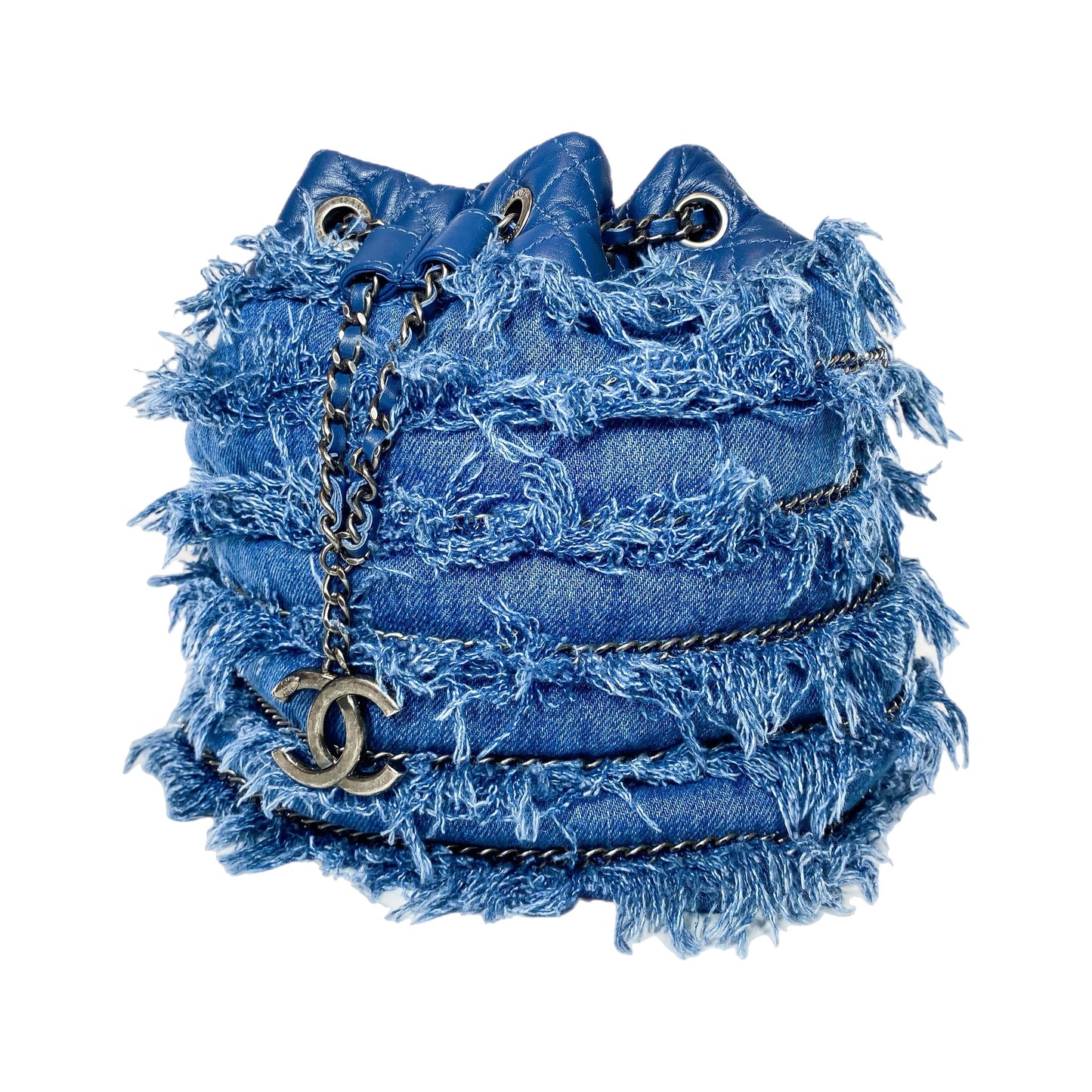 Chanel Bucket Leather Blue Handbag
