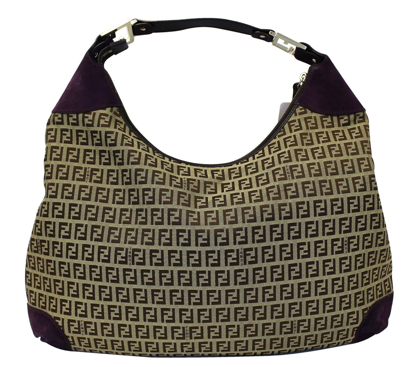 FENDI Forever Beige Monogram Canvas Hobo Bag