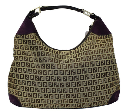 FENDI Forever Beige Monogram Canvas Hobo Bag