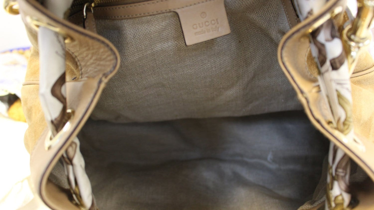 GUCCI Limited Edition White/Brown Embroidered Canvas Positano Bag - Final Call