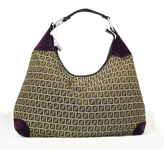 FENDI Forever Beige Monogram Canvas Hobo Bag