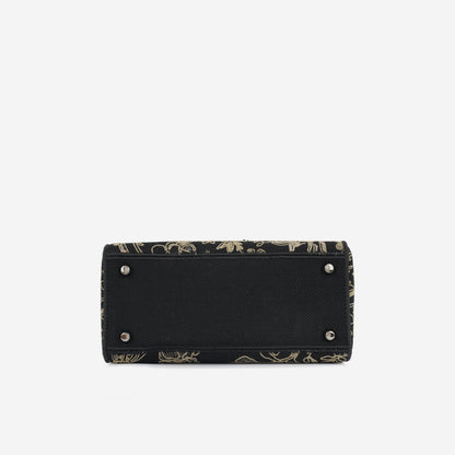 Christian Dior Medium Lady D-Lite - Black Embroidered Toile
