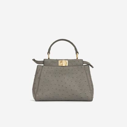 Fendi Mini Peekaboo - Grey Ostrich