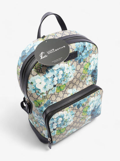 Gucci Blooms Backpack Blue Floral GG Supreme Coated Canvas