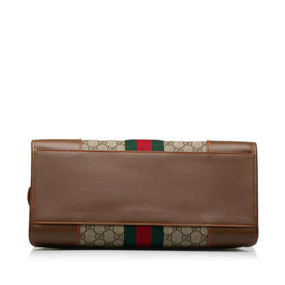 Brown Gucci GG Supreme Web Duffle Tote Satchel