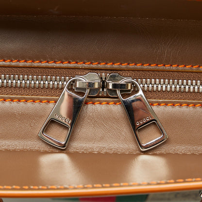 Brown Gucci GG Supreme Web Duffle Tote Satchel