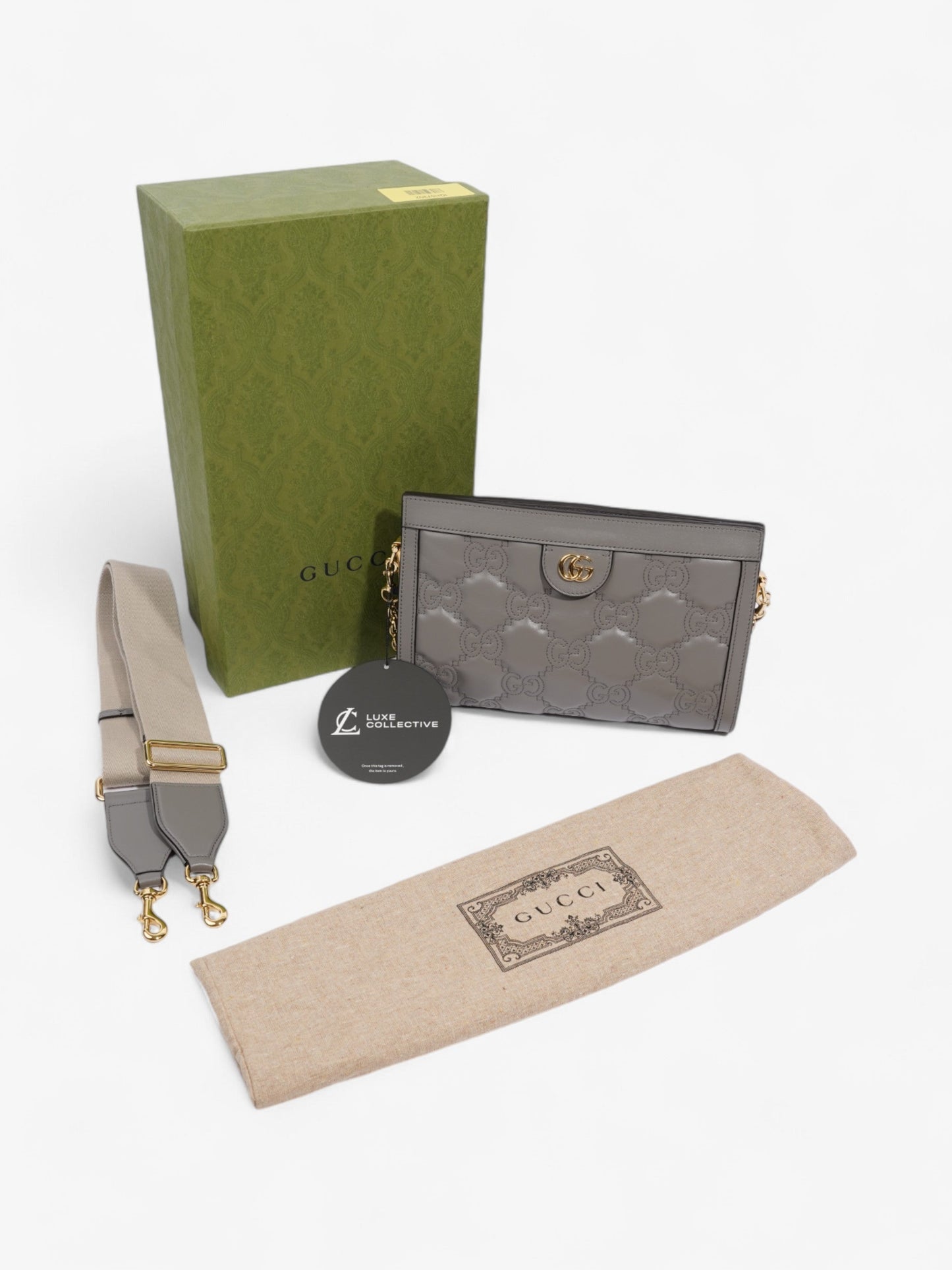 Gucci Ophidia GG GG Supreme / Grey Matelasse Leather Small