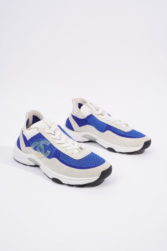 Chanel CC Logo Sneaker Blue   White Suede EU 38 UK 5