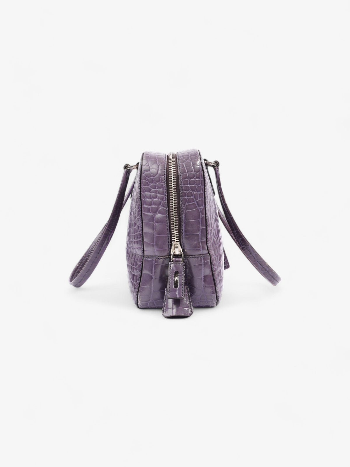 Prada Bauletto Bag Purple Embossed Leather
