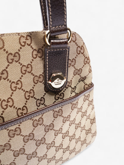 Gucci Charmy Front Pocket Shoulder Bag GG Supreme / Beige / Brown Canvas