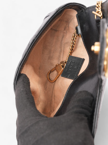 Gucci GG Marmont Black Matelasse Leather Super Mini