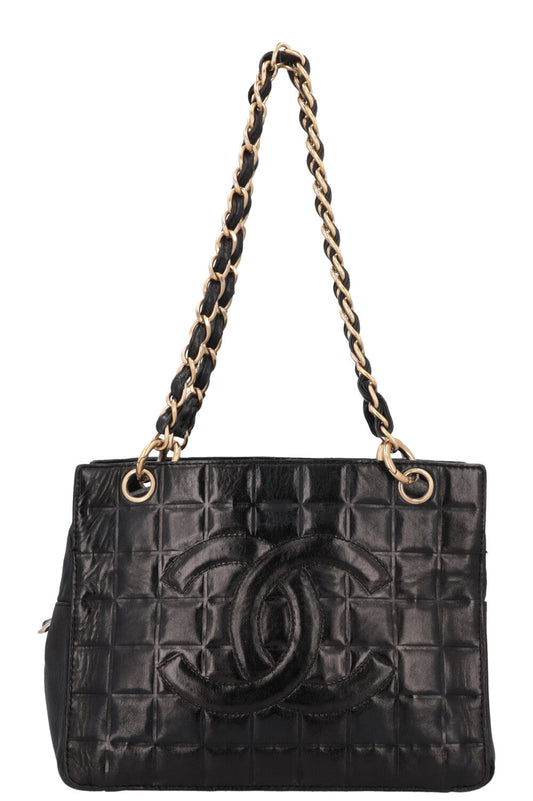 CHANEL Chocolate Bar Bag Leather Black