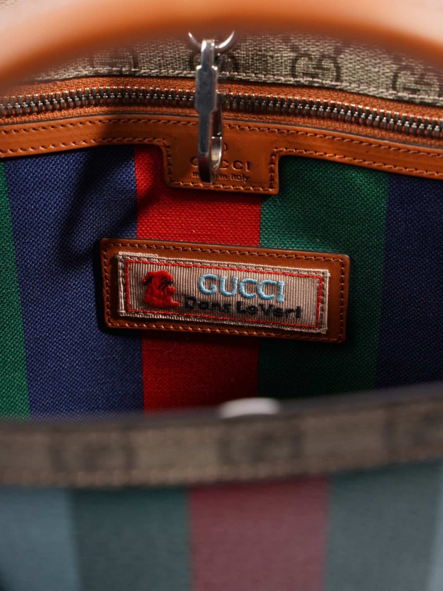 Gucci Interlocking G Web Tote Lunar New Year Limited Edition GG Supreme / Blue / Brown Coated Canvas