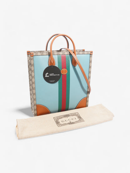Gucci Interlocking G Web Tote Lunar New Year Limited Edition GG Supreme / Blue / Brown Coated Canvas