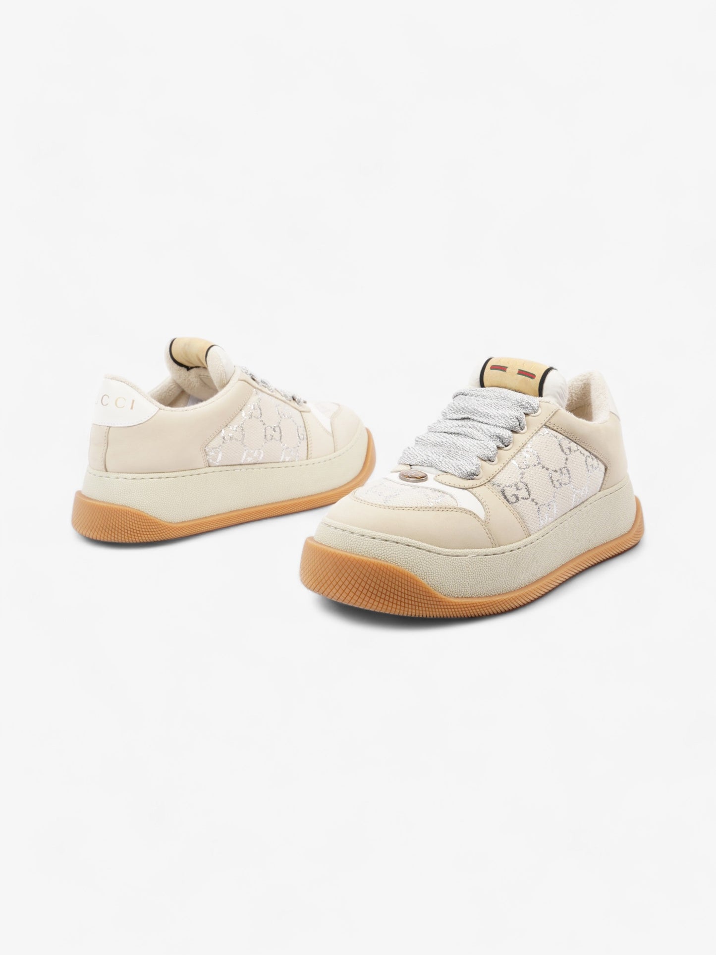 Gucci Screener GG Supreme / Beige / Silver Canvas EU 38 UK 5