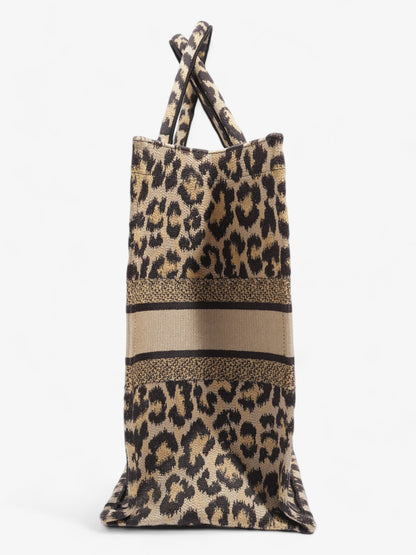 Christian Dior Book Tote Leopard Print Canvas Large