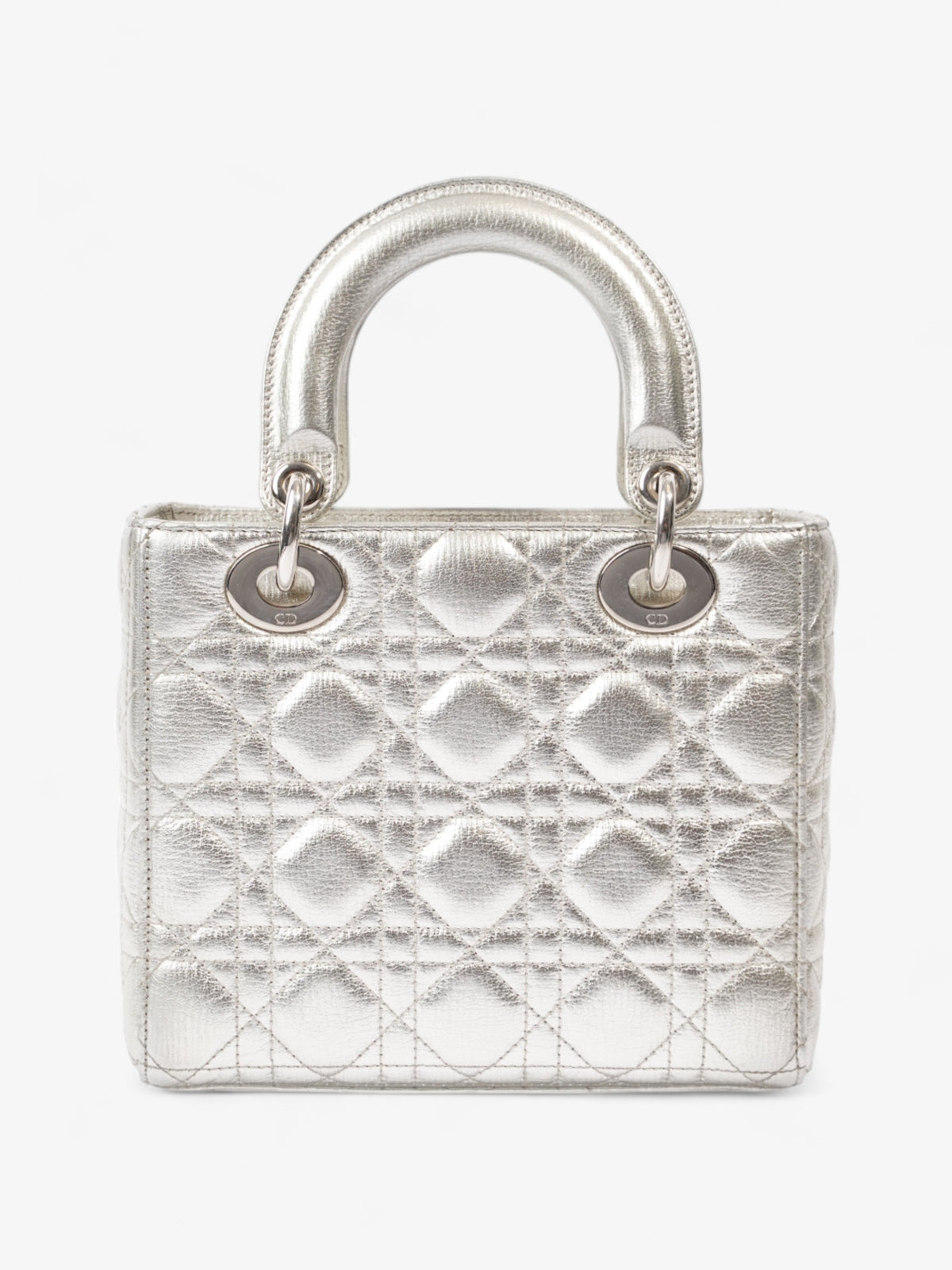My ABCDior Lady Dior Small Metallic Silver Calfskin Leather