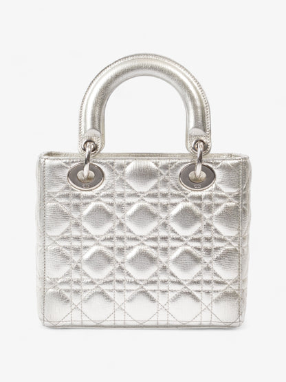 My ABCDior Lady Dior Small Metallic Silver Calfskin Leather