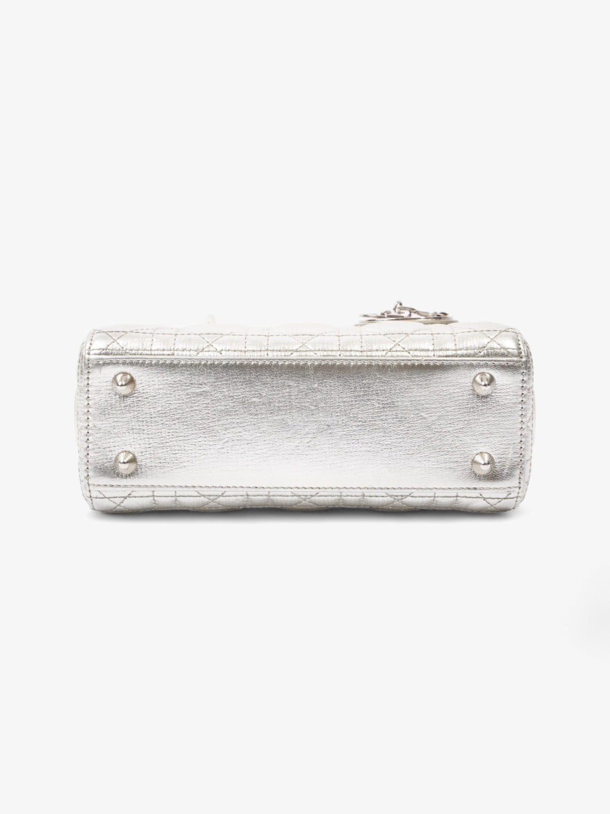 My ABCDior Lady Dior Small Metallic Silver Calfskin Leather