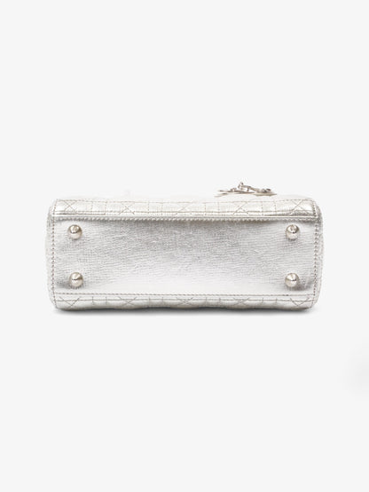 My ABCDior Lady Dior Small Metallic Silver Calfskin Leather